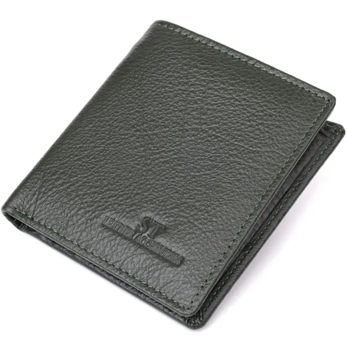 Жіночий гаманець на магніті з натуральної шкіри ST Leather 23093 Зелений