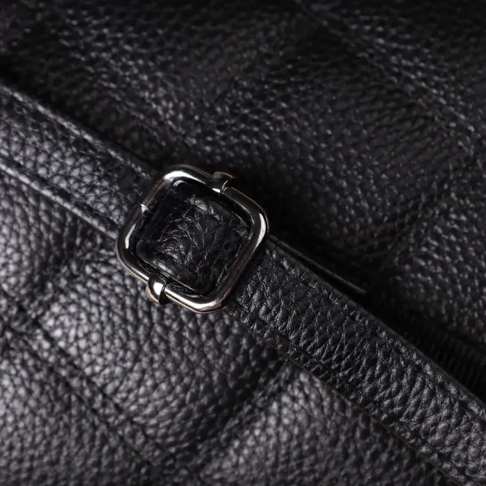 Стильна сумка прошита ромбами з натуральної шкіри Vintage 22930 Чорний