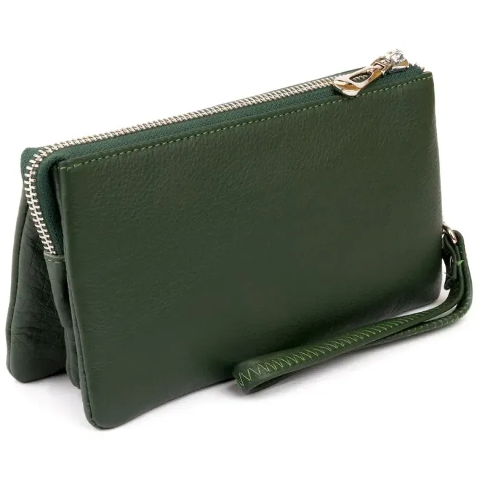 Вместительный клатч из двух частей женский ST Leather 19253 Зеленый