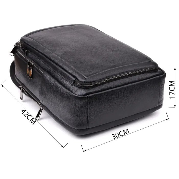 Багатофункціональний рюкзак для чоловіків з натуральної шкіри Vintage 23044 Чорний