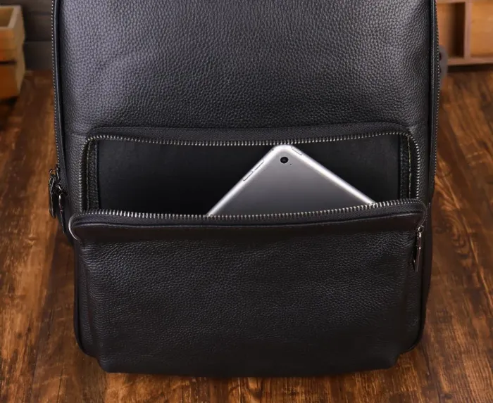 Шкіряний рюкзак для ноутбука на два відділи Vintage 20906_1 Чорний