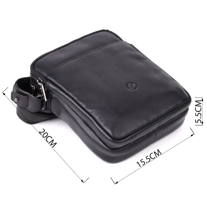 Вертикальна чоловіча сумка через плече з натуральної шкіри Tony Perotti 20883_1 (6049 nero) Чорний