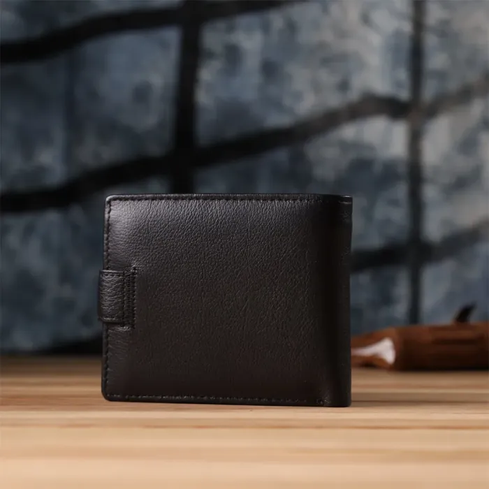 Класичний чоловічий гаманець горизонтального формату із натуральної шкіри ST Leather 23094 Чорний