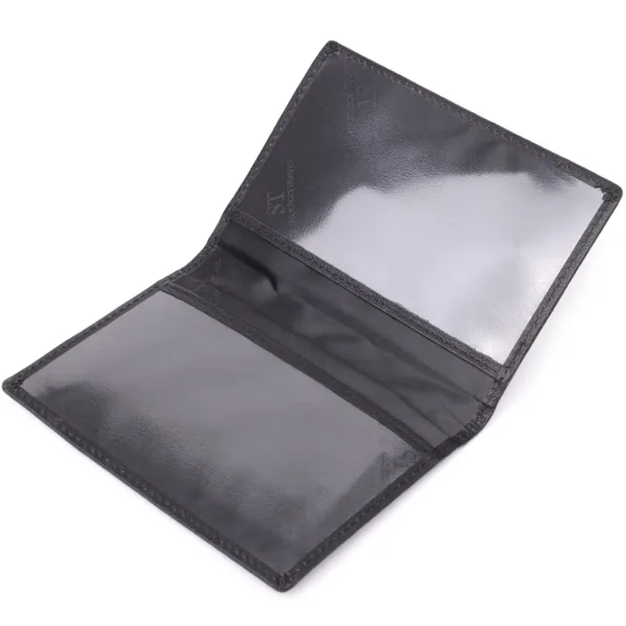 Стильна обкладинка на паспорт універсального формату із натуральної шкіри ST Leather 23078 Чорний