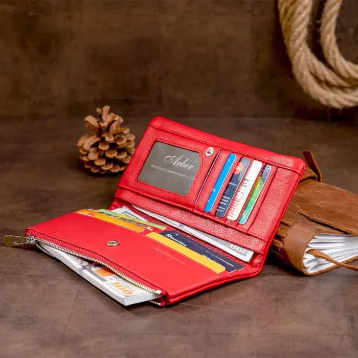 Вертикальный кошелек на кнопке женский ST Leather 19202 Красный