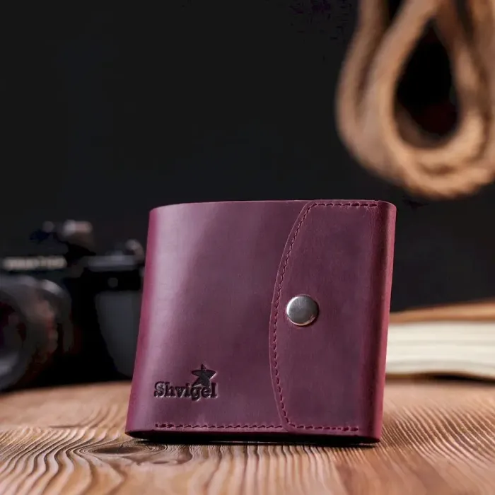 Кожаное матовое портмоне Shvigel 16616 Бордовый