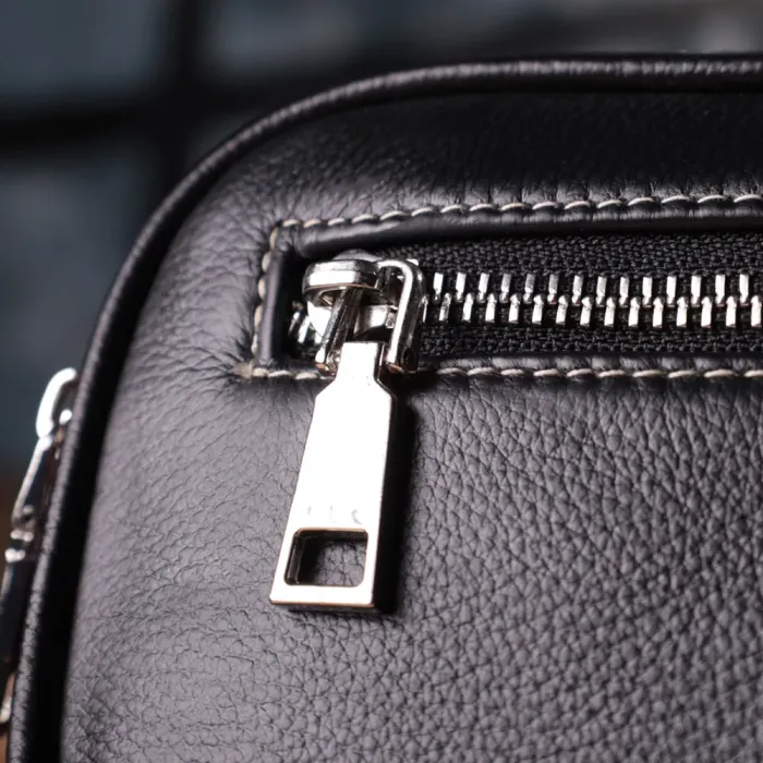 Стильна чоловіча бананки з м'якої натуральної шкіри Vintage 15116 Чорний