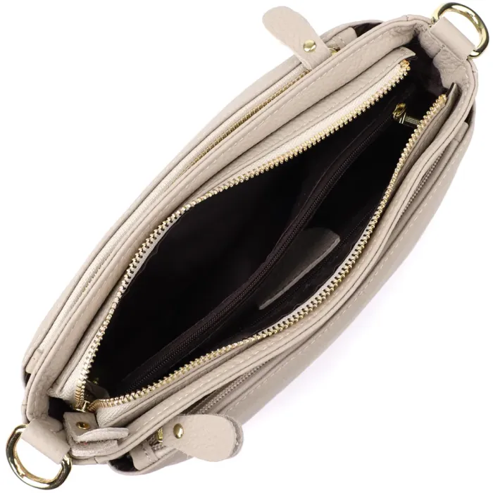 Елегантна жіноча сумка з натуральної шкіри з жорсткою основою Vintage 22985 Сірий