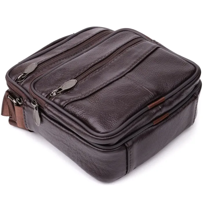 Невелика вертикальна сумка з ручкою для чоловіків з натуральної шкіри Vintage 22865 Коричневий