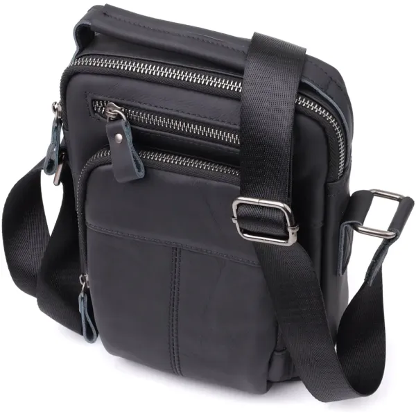 Ділова чоловіча сумка з натуральної шкіри Vintage 23036 Чорний