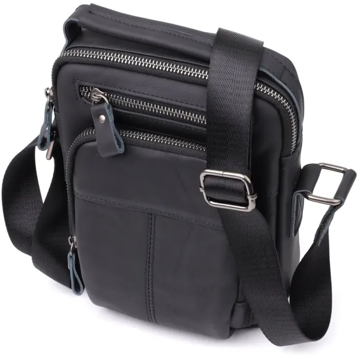 Ділова чоловіча сумка з натуральної шкіри Vintage 23036 Чорний