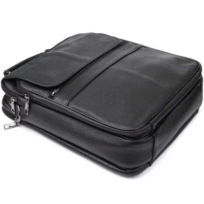 Чоловіча сумка з ручкою для перенесення в руці з натуральної шкіри Vintage 23026 Чорний