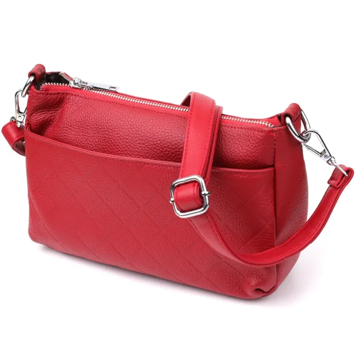 Жіноча шкіряна сумка з двома зручними ремінцями Vintage 22927 Червоний