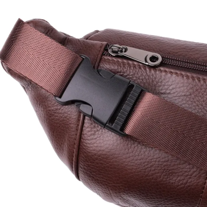 Практична бананка для чоловіків із натуральної шкіри Vintage 15107 Темно-коричневий