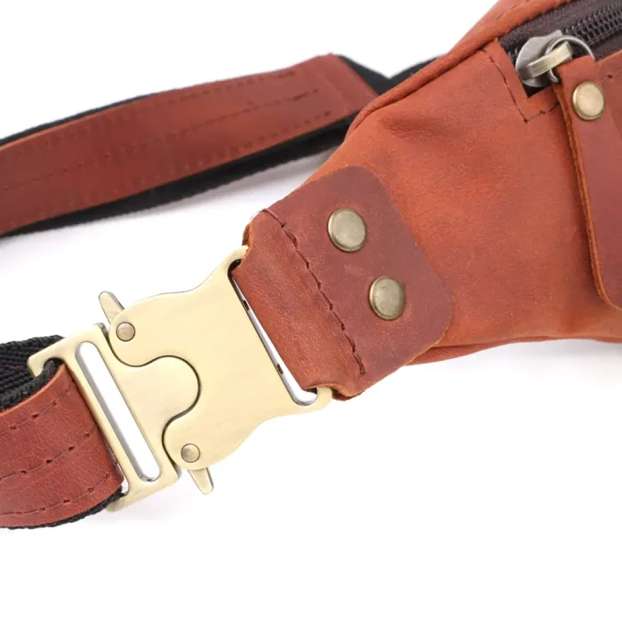 Чоловіча практична бананка з натуральної вінтажної шкіри Shvigel 23131 Рудий