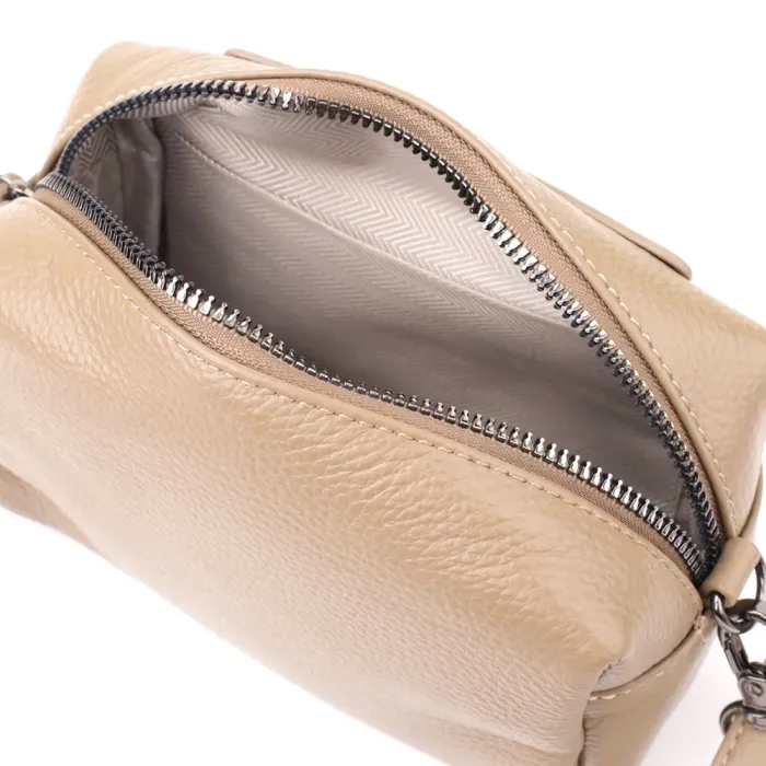 Компактна сумка для жінок з натуральної шкіри Vintage 22924 Бежевий