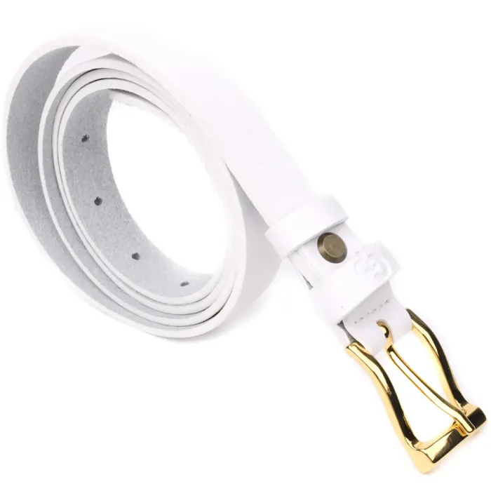 Стильний тонкий шкіряний ремінь для жінок GRANDE PELLE 22948 Білий