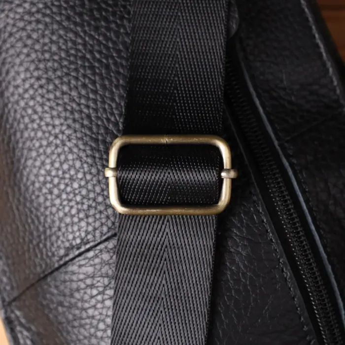 Чоловіча сумка з великою кількістю кишень із натуральної шкіри Vintage 22961 Чорний