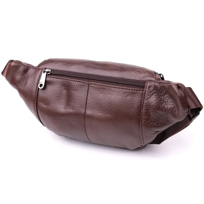 Практична бананка для чоловіків із натуральної шкіри Vintage 15107 Темно-коричневий