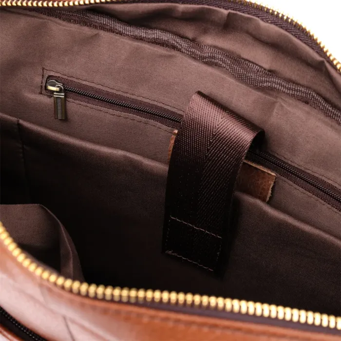 Чоловічий діловий портфель з натуральної шкіри Vintage 23038 Коричневий