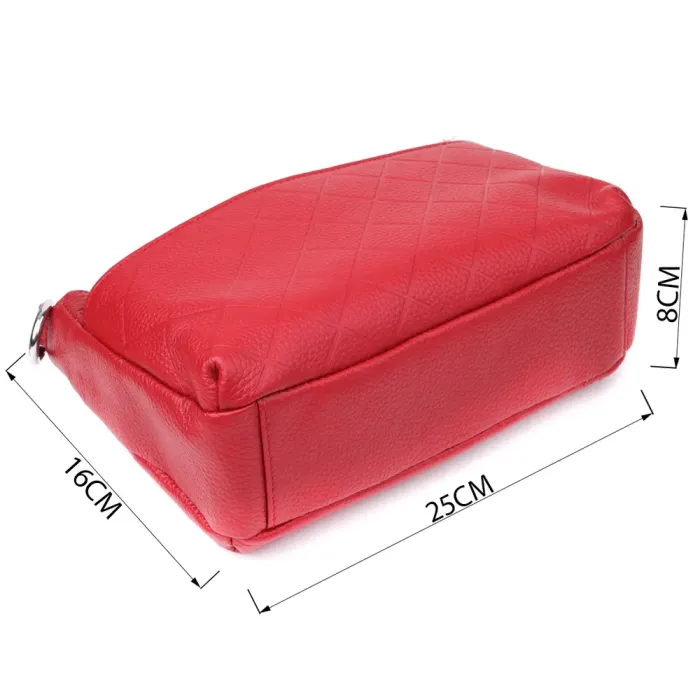 Жіноча шкіряна сумка з двома зручними ремінцями Vintage 22927 Червоний