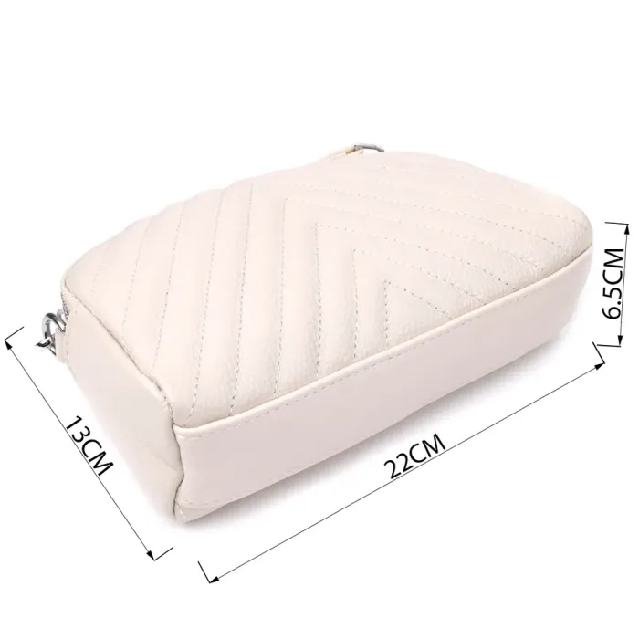 Модна сумка прошита трикутниками з натуральної шкіри Vintage 22910 Білий