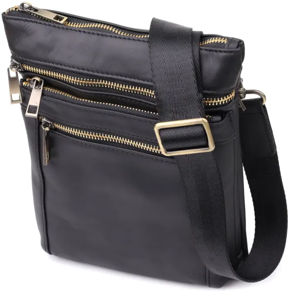 Повсякденна чоловіча сумка з натуральної шкіри Vintage 23037 Чорний