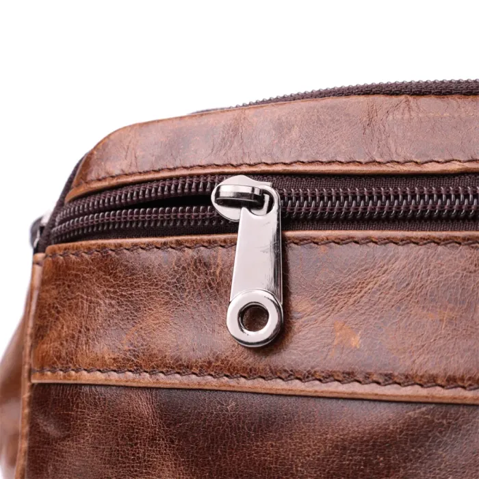 Бананка для чоловіків у вінтажному стилі з натуральної шкіри Vintage 15106 Коричневий