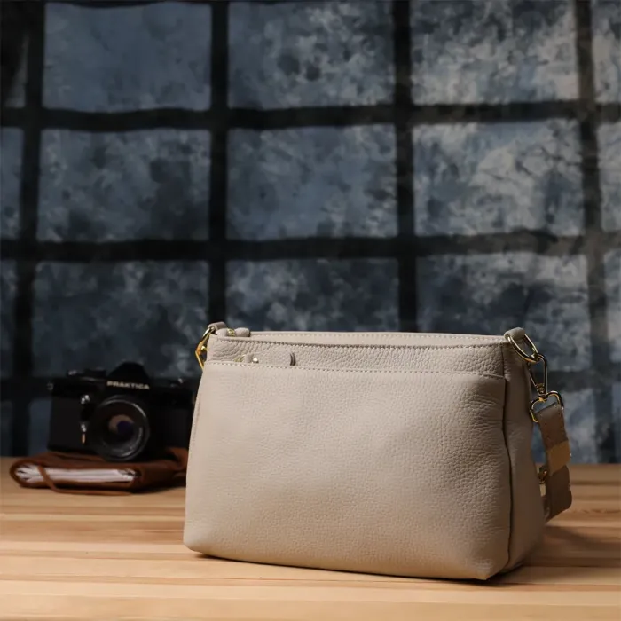 Елегантна жіноча сумка з натуральної шкіри з жорсткою основою Vintage 22985 Сірий