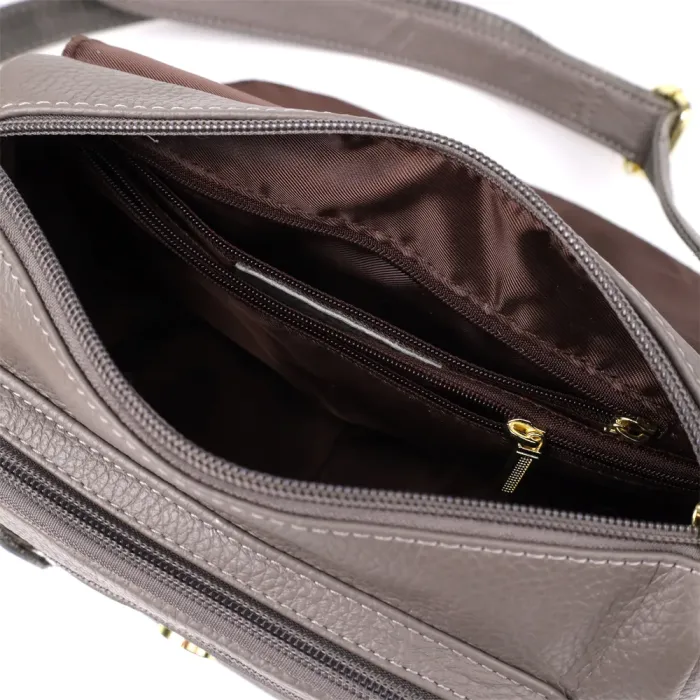 Практична сумка з натуральної шкіри для стильних жінок Vintage 22974 Сірий