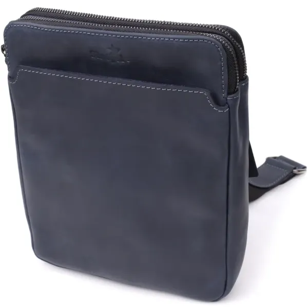 Практична чоловіча сумка через плече із вінтажної натуральної шкіри Shvigel 20867_1 Синій