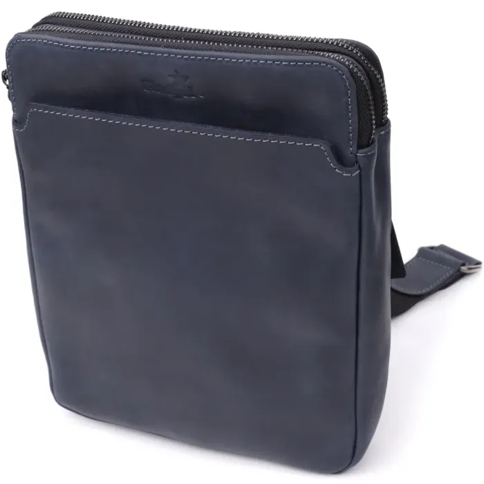 Практична чоловіча сумка через плече із вінтажної натуральної шкіри Shvigel 20867_1 Синій