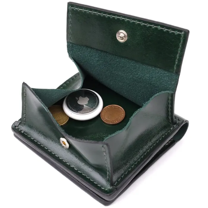Компактний гаманець у дві складення з натуральної гладкої шкіри GRANDE PELLE 22946 Зелений