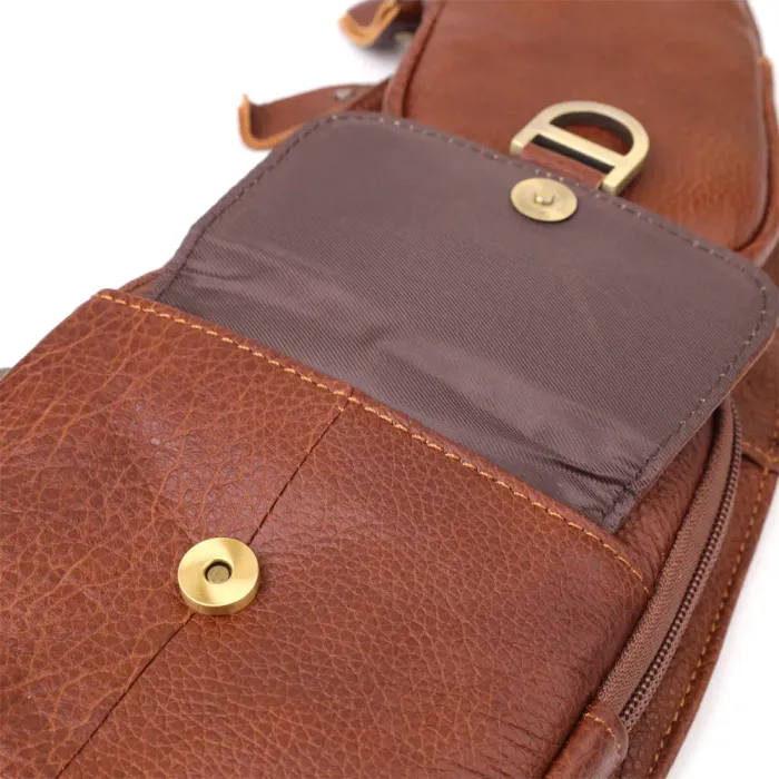 Практична чоловіча сумка через плече із зернистої натуральної шкіри Vintage 22966 Коричневий