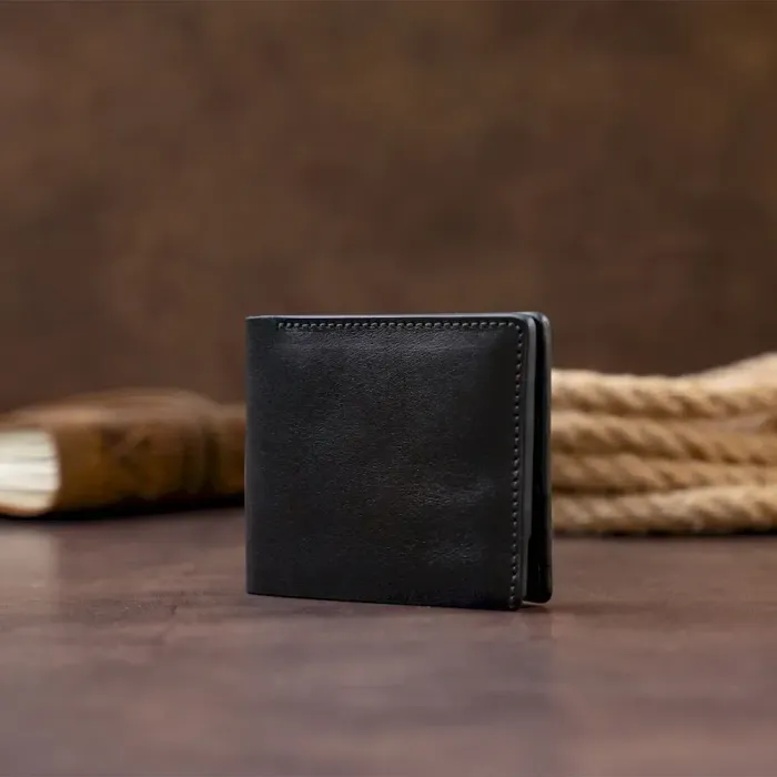 Портмоне вертикальне з круглим магнітом на два відділення GRANDE PELLE 11306 Чорне