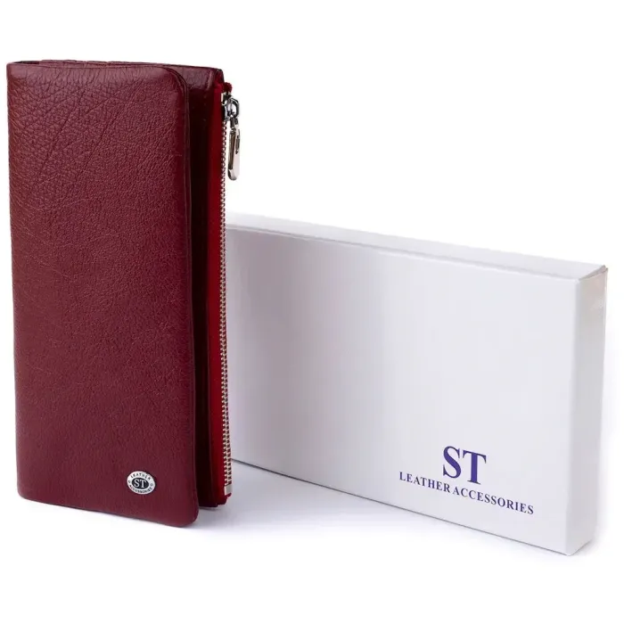 Вертикальный кошелек на кнопке женский ST Leather 19204 Бордовый