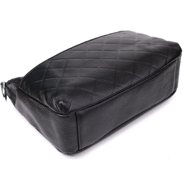 Стильна жіноча сумка з двома ремінцями із натуральної шкіри Vintage 22926 Чорний