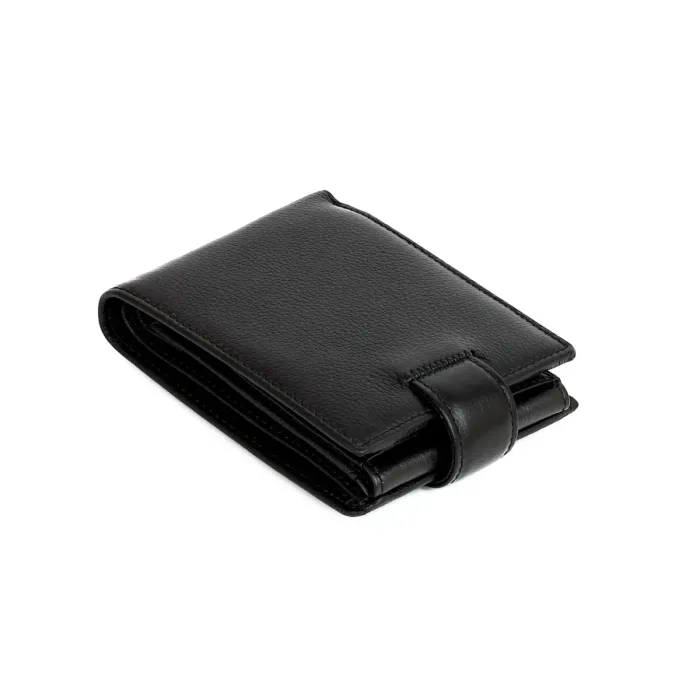 Чоловіче шкіряне портмоне з блоком для документів та карток Marco Coverna 12×9.7×3,  Чорне