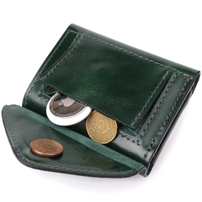 Відмінний гаманець у три складання з натуральної гладкої шкіри GRANDE PELLE 22944 Зелений