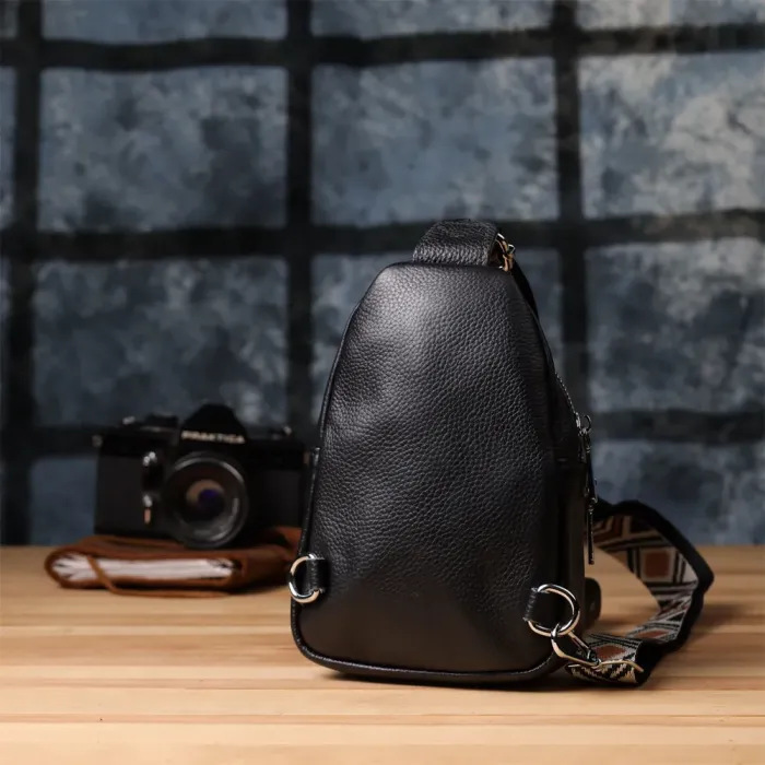 Жіноча сумка слінг із натуральної шкіри Vintage 22935 Чорний