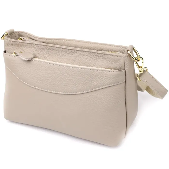 Елегантна жіноча сумка з натуральної шкіри з жорсткою основою Vintage 22985 Сірий