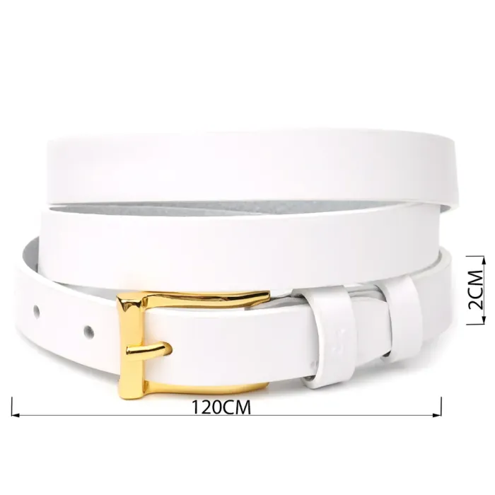 Стильний тонкий шкіряний ремінь для жінок GRANDE PELLE 22948 Білий