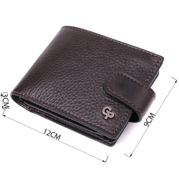 Практичне портмоне з люксової зернистої шкіри флотар GRANDE PELLE 22876 Коричневий