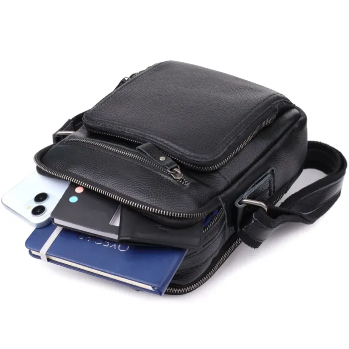 Ділова чоловіча сумка з ручкою для перенесення в руці з натуральної шкіри Vintage 23034 Чорний