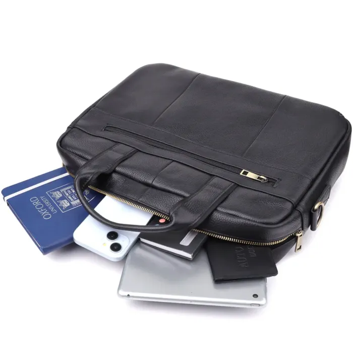 Практичний портфель для чоловіків з натуральної шкіри Vintage 23041 Чорний