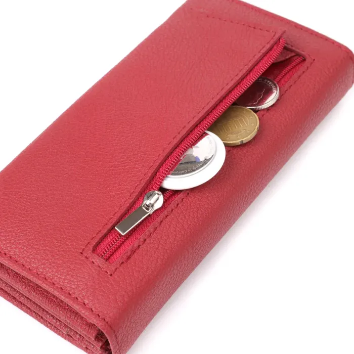 Яскравий вертикальний гаманець із натуральної шкіри ST Leather 23087 Червоний