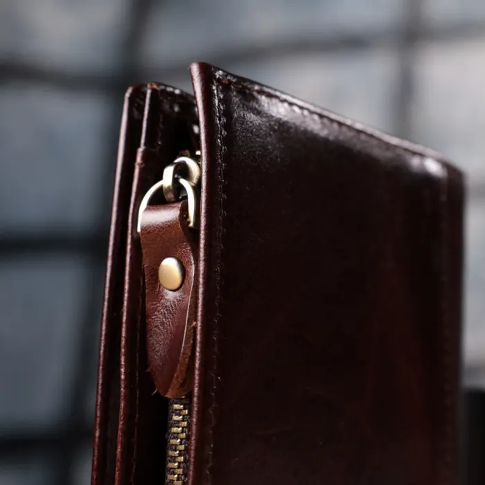 Вертикальний чоловічий гаманець із натуральної шкіри Vintage 15096 Коричневий