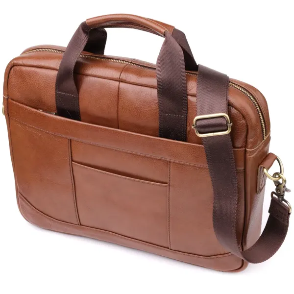 Чоловічий діловий портфель з натуральної шкіри Vintage 23038 Коричневий