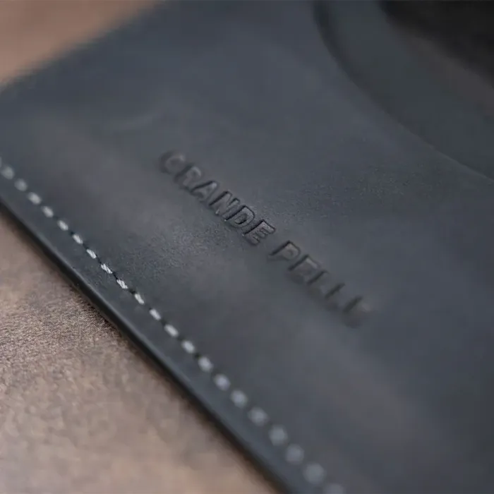 Визитница с обложкой для ID-паспорта из натуральной кожи GRANDE PELLE 11290 Черная