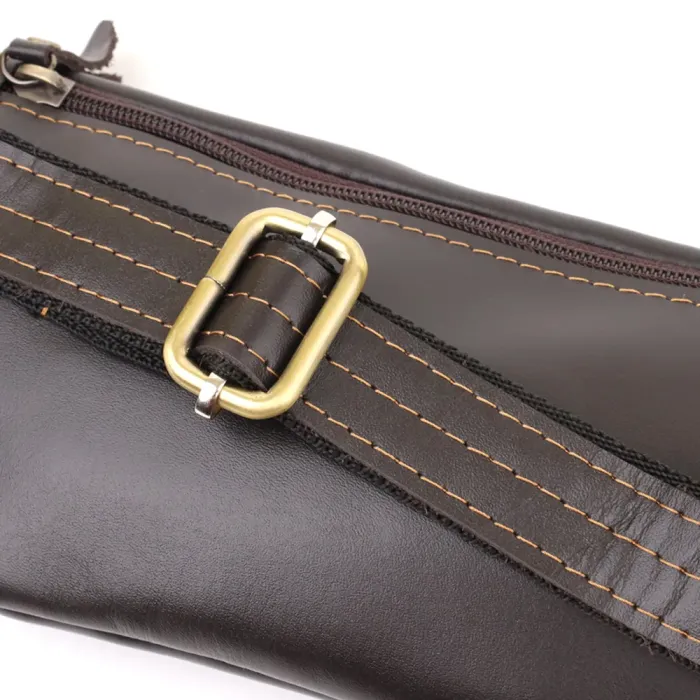 Чоловіча сумка-бананка компактного розміру з натуральної шкіри Shvigel 23126 Коричневий